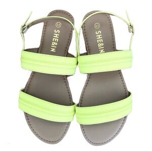 🌈 6/$60, NEW, Shein, Florescent Yellow, Sandal, S…
